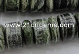 CRB195 6*18mm – 13*18mm rondelle green silver line jasper beads