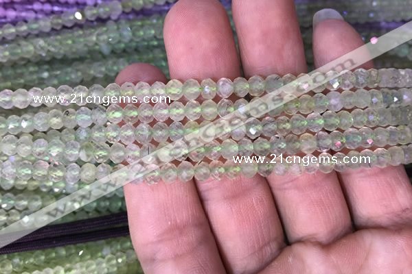 CRB1953 15.5 inches 3.5*5mm faceted rondelle prehnite gemstone beads