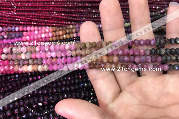 CRB1970 15.5 inches 3.5*5mm faceted rondelle tourmaline beads
