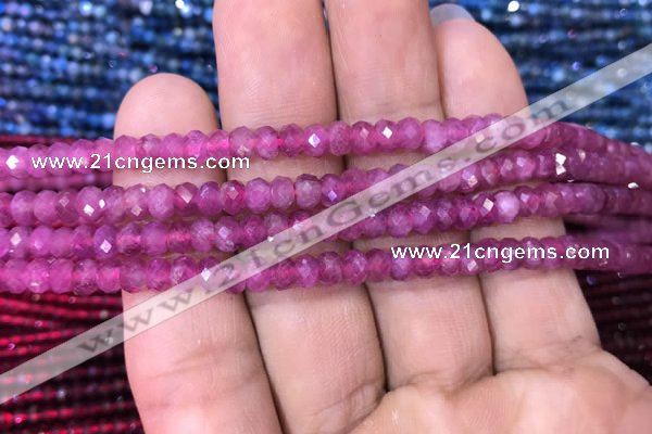 CRB1973 15.5 inches 3*5mm faceted rondelle pink tourmaline beads