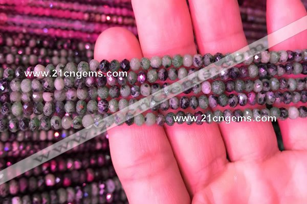 CRB1975 15.5 inches 3*4mm faceted rondelle ruby zoisite beads