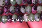 CRB1976 15.5 inches 4*6mm faceted rondelle ruby zoisite beads