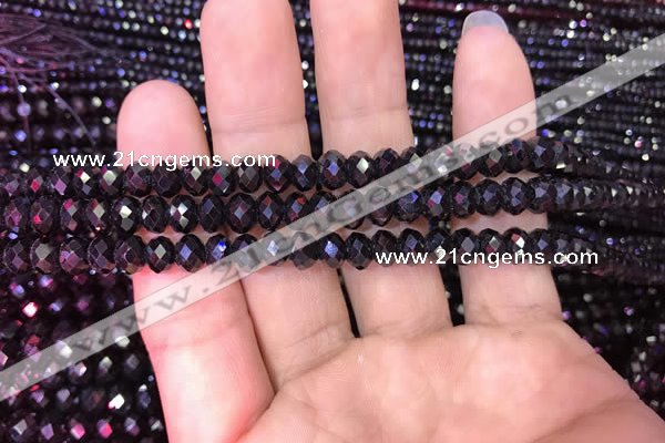 CRB1998 15.5 inches 4*6mm faceted rondelle black spinel beads