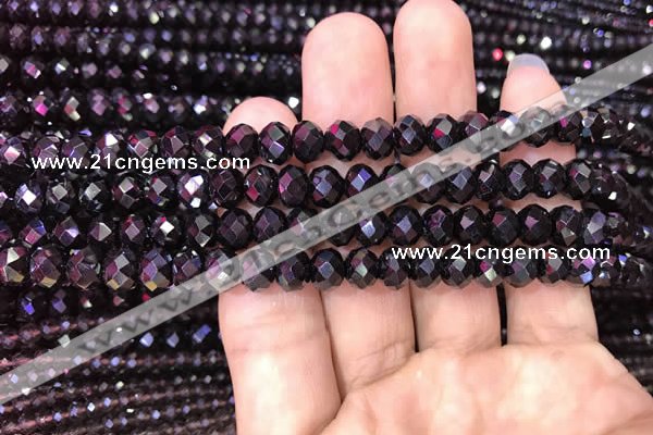 CRB1999 15.5 inches 6*8mm faceted rondelle black spinel beads