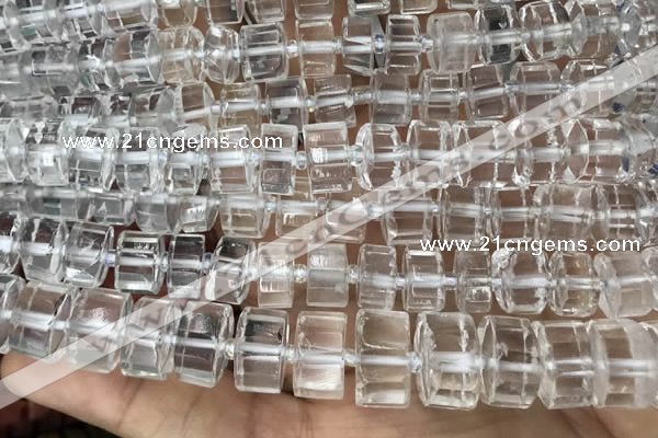 CRB2002 15.5 inches 11mm - 12mm faceted tyre white crystal beads