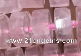 CRB2006 15.5 inches 9mm - 10mm faceted tyre rose quartz beads