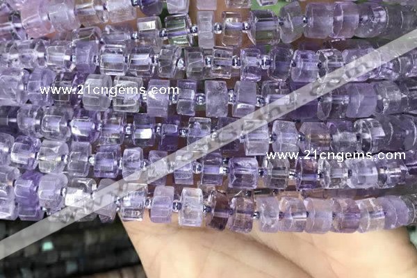 CRB2010 15.5 inches 7mm - 8mm faceted tyre light amethyst beads