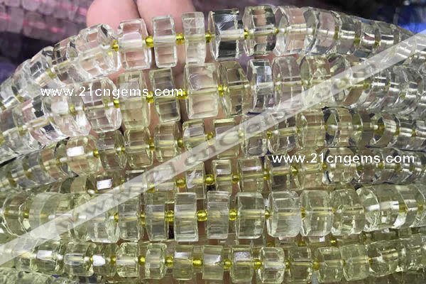 CRB2030 15.5 inches 7mm - 8mm faceted tyre lemon quartz beads