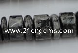 CRB204 15.5 inches 6*18mm - 13*18mm rondelle black labradorite beads