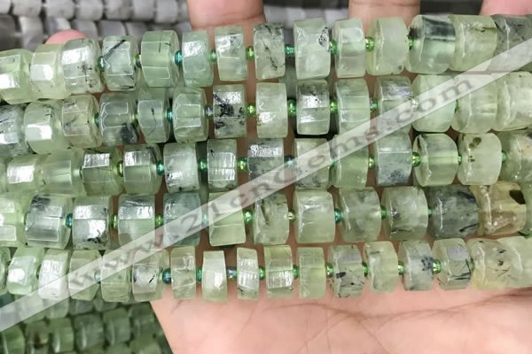 CRB2042 15.5 inches 11mm - 12mm faceted tyre prehnite beads