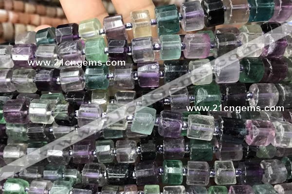 CRB2045 15.5 inches 7mm - 8mm faceted tyre fluorite gemstone beads