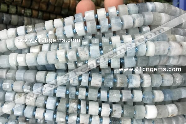 CRB2055 15.5 inches 7mm - 8mm faceted tyre aquamarine beads