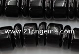 CRB206 15.5 inches 6*18mm - 13*18mm rondelle black agate beads