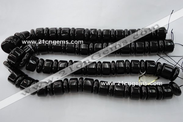 CRB206 15.5 inches 6*18mm - 13*18mm rondelle black agate beads