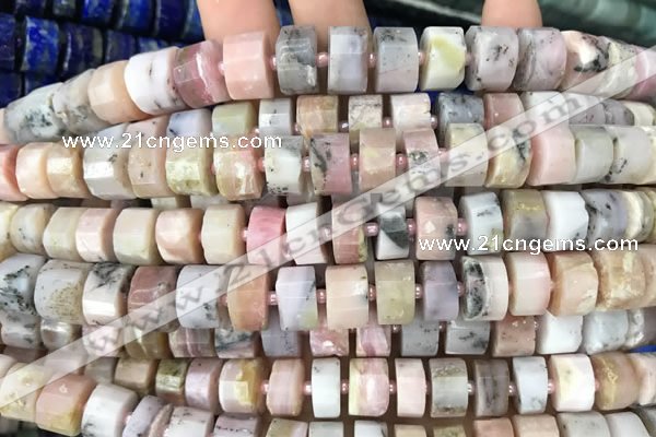 CRB2070 15.5 inches 7mm - 8mm faceted tyre pink opal beads