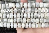 CRB2081 15.5 inches 9mm - 10mm faceted tyre grey moonstone beads