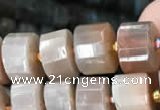 CRB2086 15.5 inches 9mm - 10mm faceted tyre orange moonstone beads