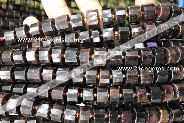 CRB2095 15.5 inches 7mm - 8mm faceted tyre orange garnet beads