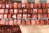 CRB2108 15.5 inches 12mm - 13mm faceted tyre south red agate beads