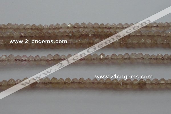 CRB211 15.5 inches 3*4mm faceted rondelle strawberry quartz beads