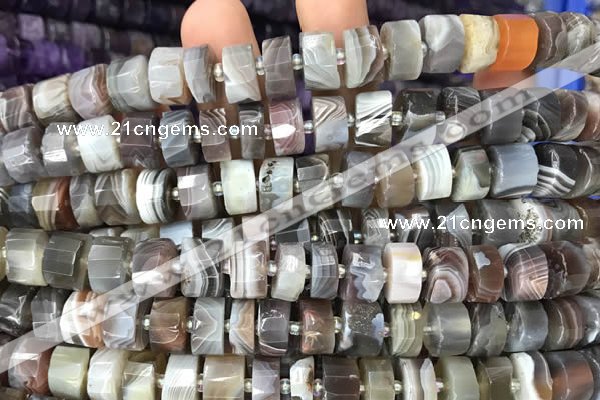 CRB2110 15.5 inches 7mm - 8mm faceted tyre Botswana agate beads