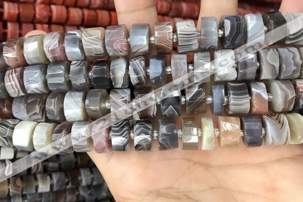 CRB2112 15.5 inches 11mm - 12mm faceted tyre Botswana agate beads