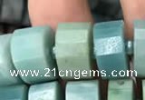 CRB2116 15.5 inches 9mm - 10mm faceted tyre amazonite beads