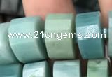 CRB2117 15.5 inches 11mm - 12mm faceted tyre amazonite beads