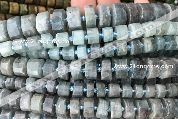 CRB2126 15.5 inches 9mm - 10mm faceted tyre kyanite beads