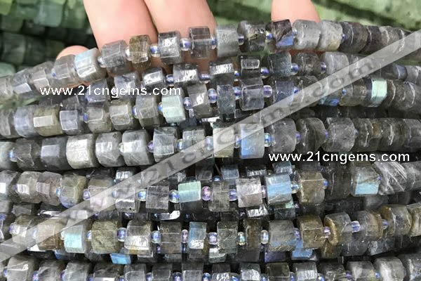 CRB2130 15.5 inches 7mm - 8mm faceted tyre labradorite gemstone beads