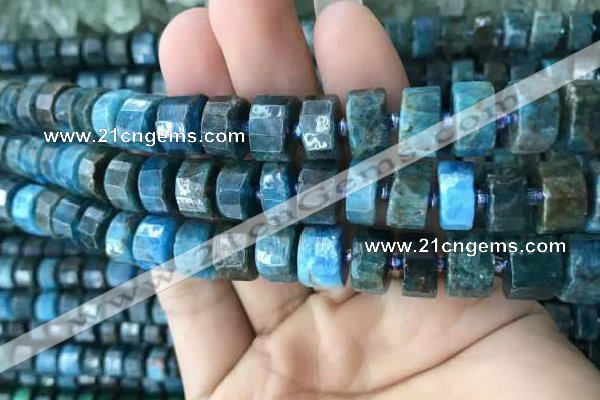 CRB2146 15.5 inches 9mm - 10mm faceted tyre apatite gemstone beads