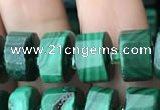 CRB2150 15.5 inches 7mm - 8mm faceted tyre malachite beads