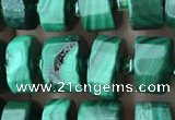 CRB2151 15.5 inches 9mm - 10mm faceted tyre malachite beads