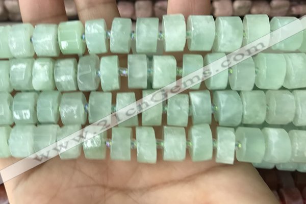 CRB2167 15.5 inches 12mm - 13mm faceted tyre light prehnite beads