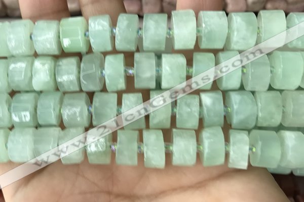 CRB2168 15.5 inches 13mm - 14mm faceted tyre light prehnite beads