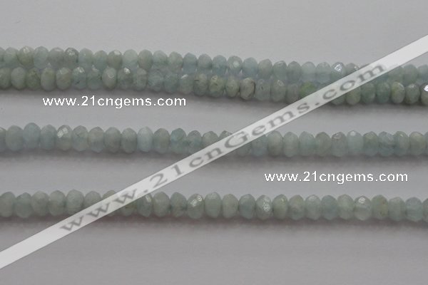 CRB217 15.5 inches 3*4mm faceted rondelle aquamarine beads