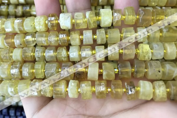 CRB2170 15.5 inches 8mm - 9mm faceted tyre yellow opal beads