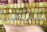 CRB2172 15.5 inches 12mm - 13mm faceted tyre yellow opal beads