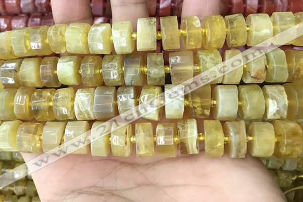 CRB2172 15.5 inches 12mm - 13mm faceted tyre yellow opal beads