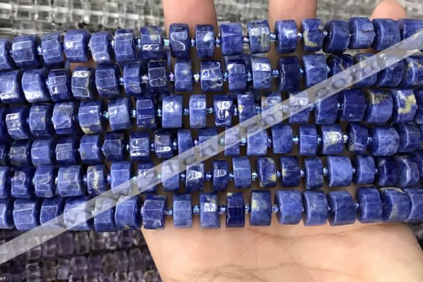 CRB2175 15.5 inches 9mm - 10mm faceted tyre sodalite beads