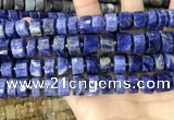 CRB2177 15.5 inches 12mm - 13mm faceted tyre sodalite beads