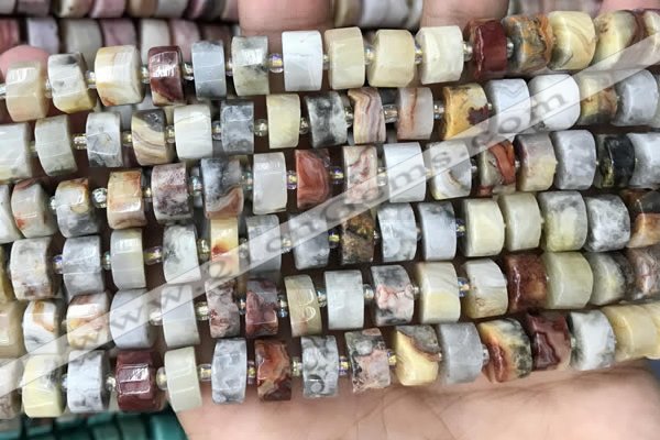 CRB2181 15.5 inches 11mm - 12mm faceted tyre crazy lace agate beads