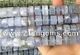 CRB2188 15.5 inches 11mm - 12mm faceted tyre blue chalcedony beads