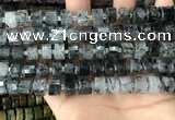 CRB2192 15.5 inches 10mm - 11mm faceted tyre black rutilated quartz beads