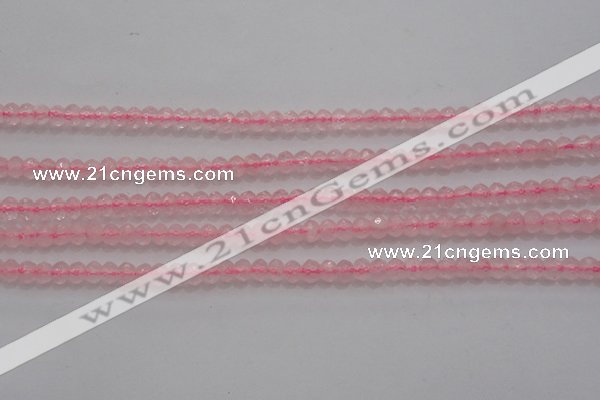 CRB220 15.5 inches 2.5*4mm faceted rondelle rose quartz beads