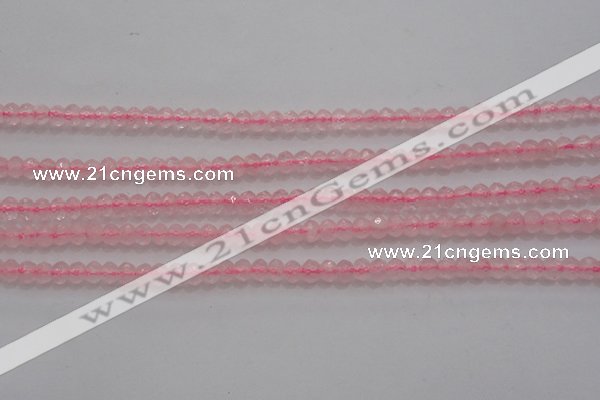 CRB220 15.5 inches 2.5*4mm faceted rondelle rose quartz beads