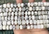 CRB2206 15.5 inches 8mm - 9mm faceted tyre white opal beads