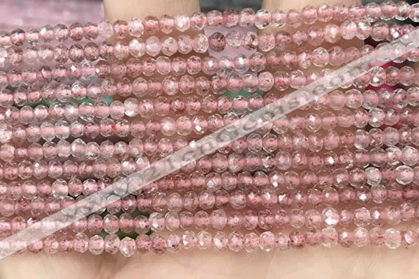 CRB2235 15.5 inches 2*3mm faceted rondelle strawberry quartz beads