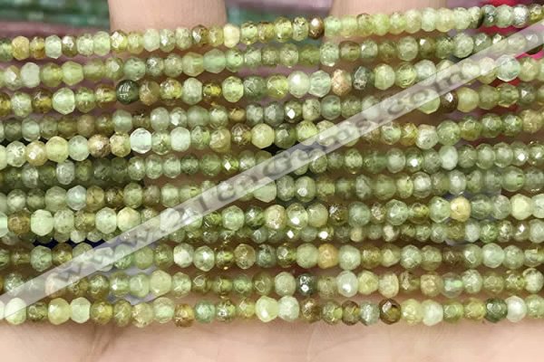 CRB2238 15.5 inches 2*3mm faceted rondelle green garnet beads