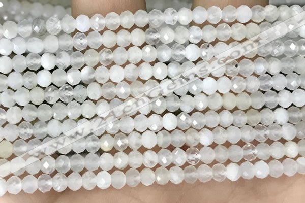 CRB2254 15.5 inches 3*4mm faceted rondelle white moonstone beads